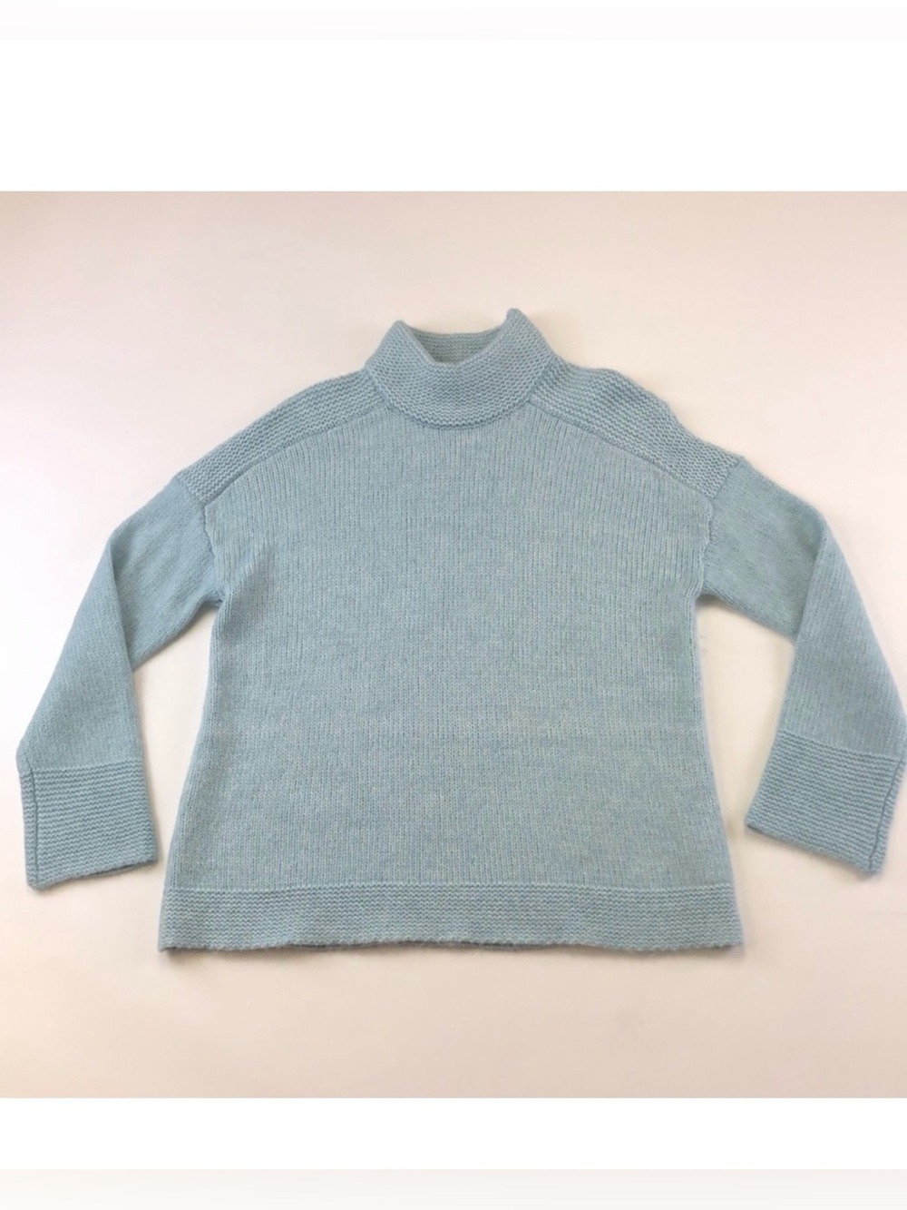 Nanette Lepore turtleneck sweater blue nylon wool yak blend drop shoulder Medium